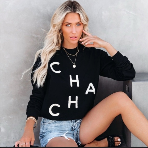 Ellandemm Tops - EllandEmm “Cha Cha” Black Graphic Sweatshirt – Women’s Medium ✨